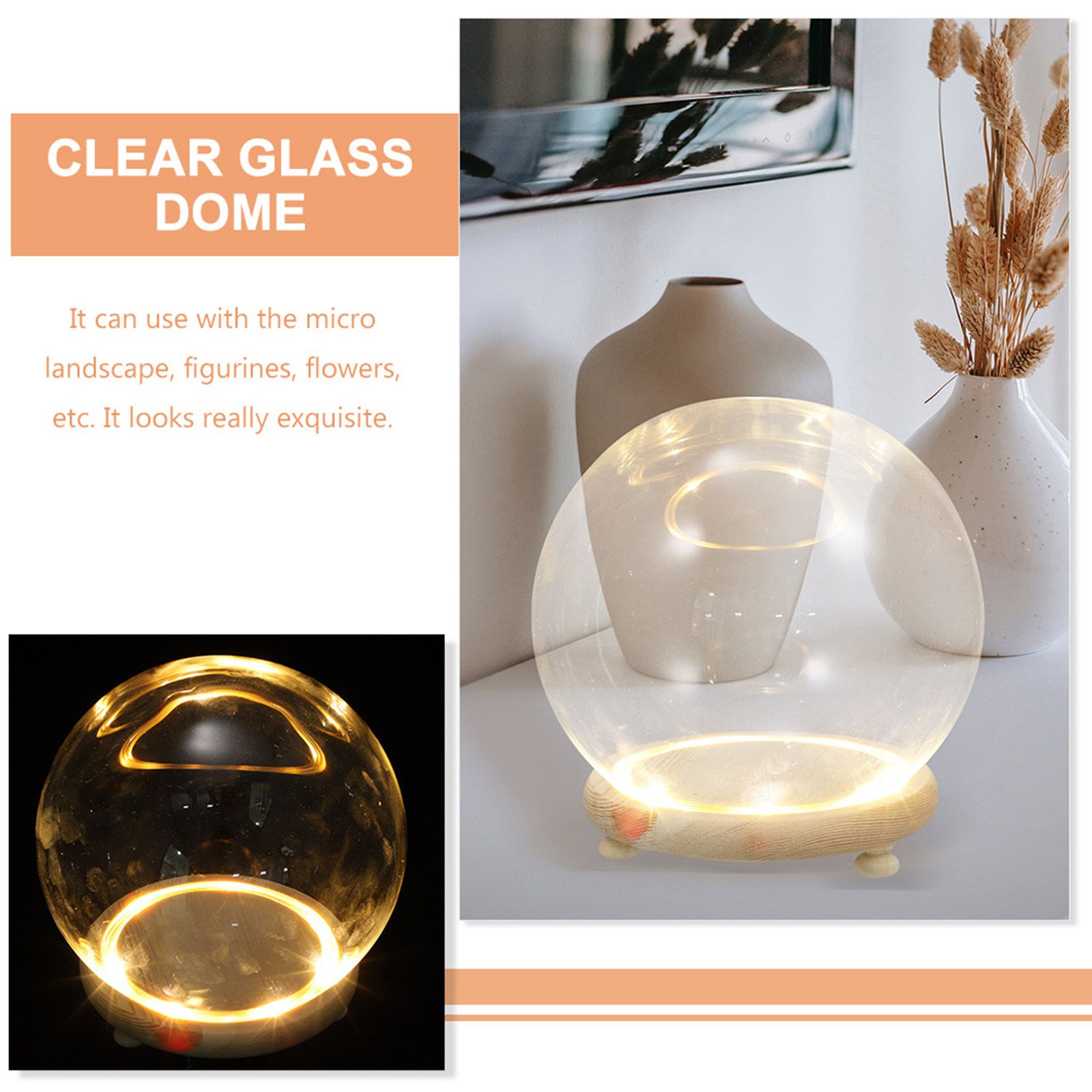 Clear Glass Dome Display Case  - Plastic Dome Clear บทวิจารณ์และราคา