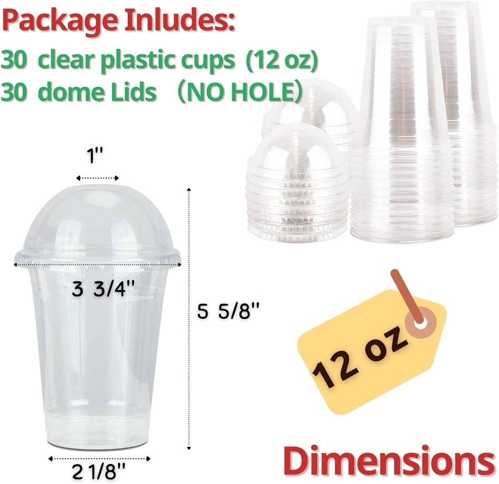 30 Sets 12 oz Clear Plastic Cu - Plastic Dome Clear บทวิจารณ์และราคา
