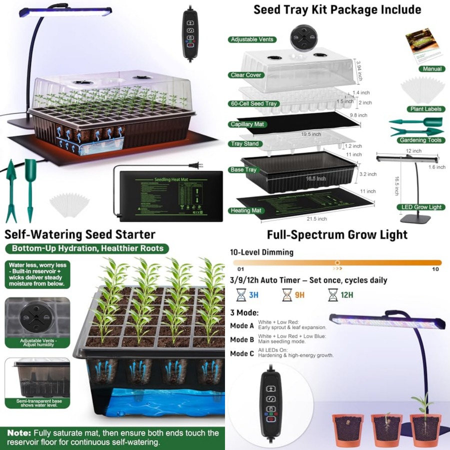 60-Cell Self-Watering Seed Sta - Humidity Dome Kit บทวิจารณ์และราคา