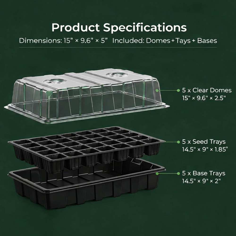 5-Set Seed Starter Tray Kits,  - Humidity Dome Kit บทวิจารณ์และราคา