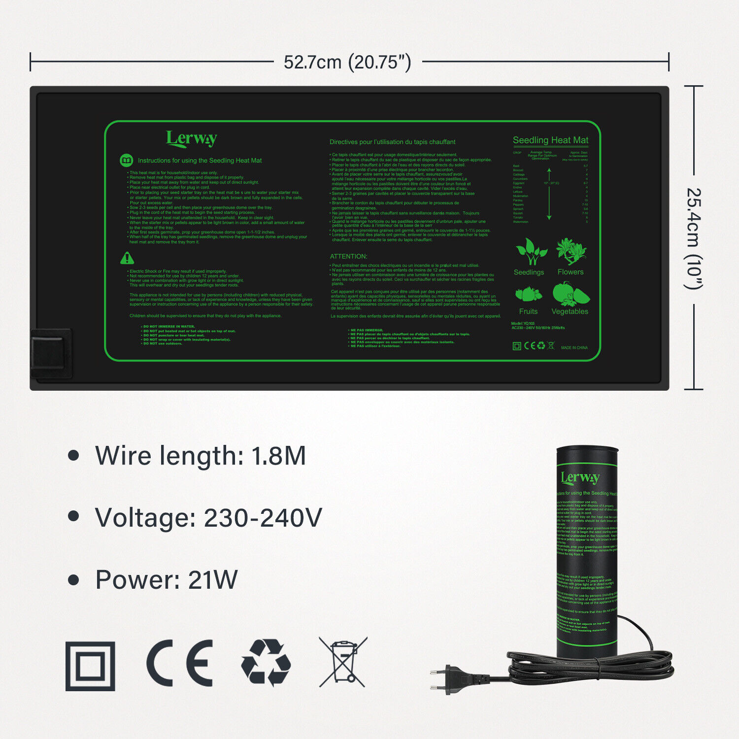 LERWAY 21W Seedling Heating Ma - Heat Mat Seedling บทวิจารณ์และราคา