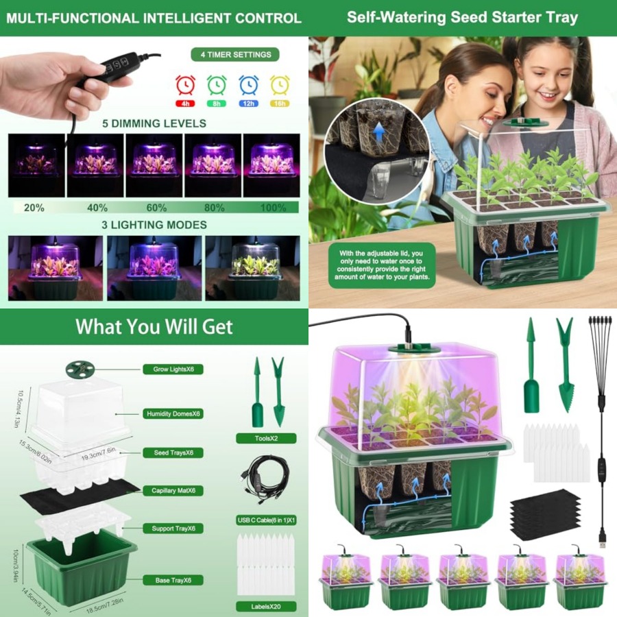 Seed Starter Tray with Light,  - Humidity Dome Kit บทวิจารณ์และราคา