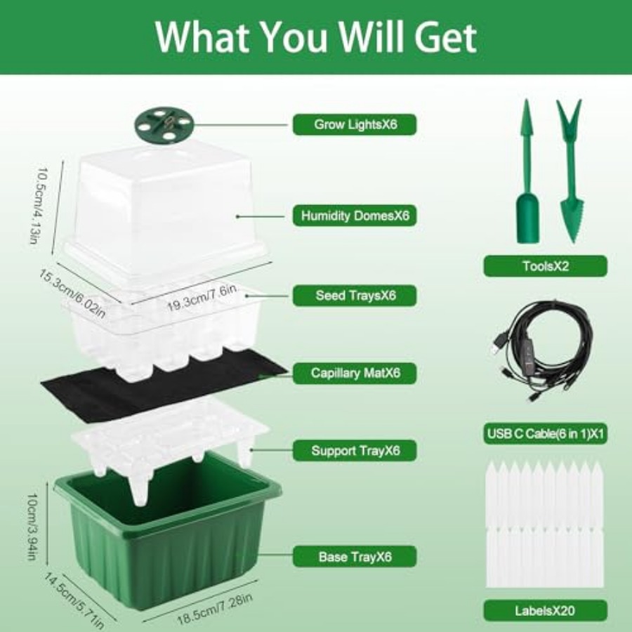 Seed Starter Tray with Light,  - Humidity Dome Kit บทวิจารณ์และราคา