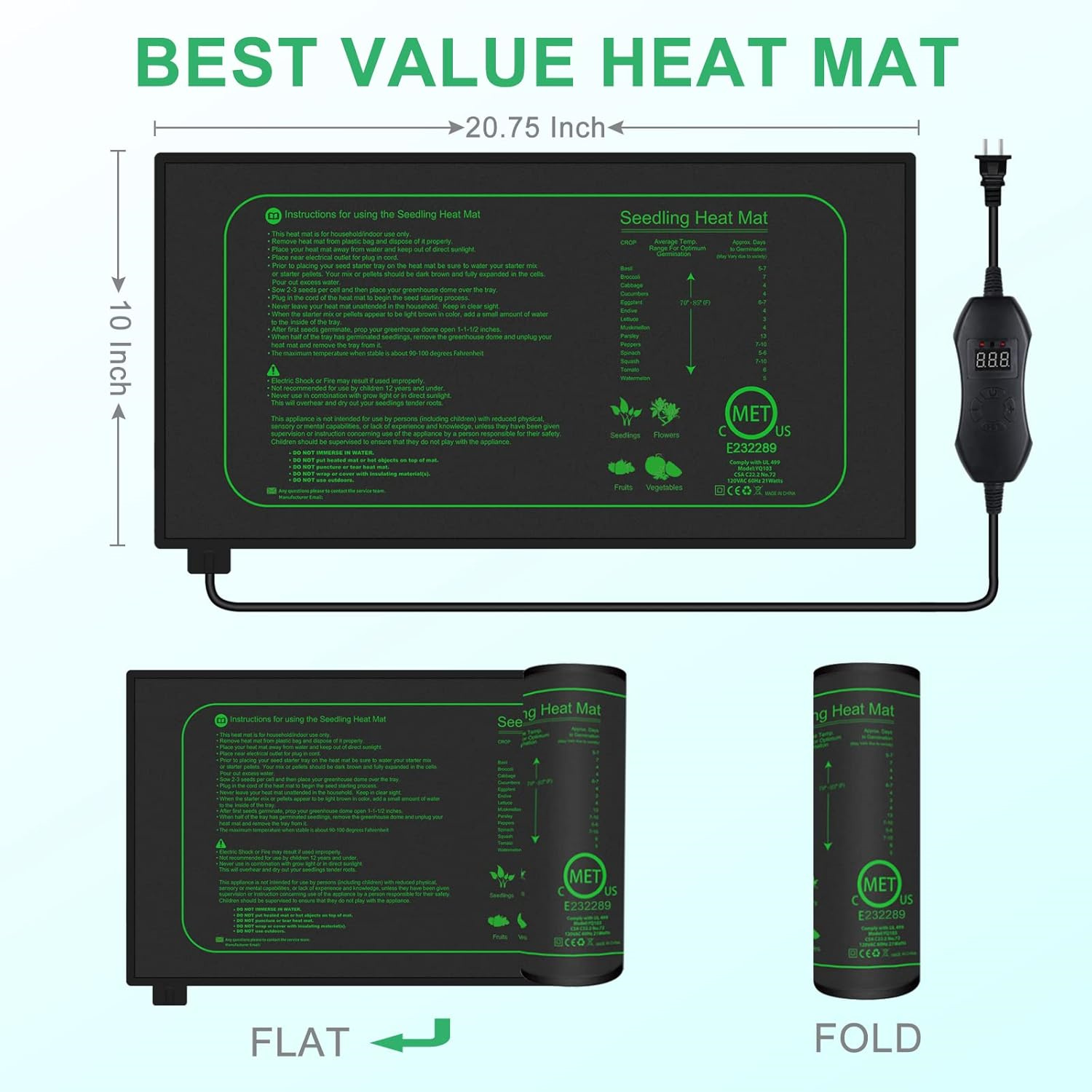 Seedling Heat Mat With Digital - Heat Mat Seedling บทวิจารณ์และราคา