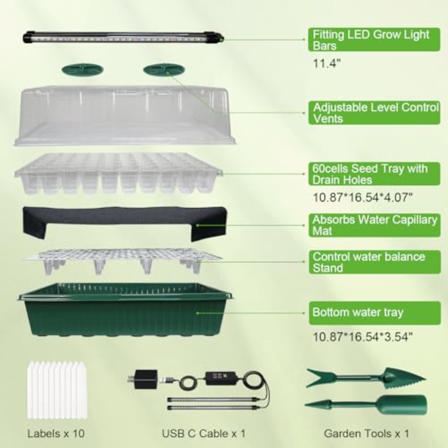 Seed Starter Tray with Grow Li - Humidity Dome Kit บทวิจารณ์และราคา