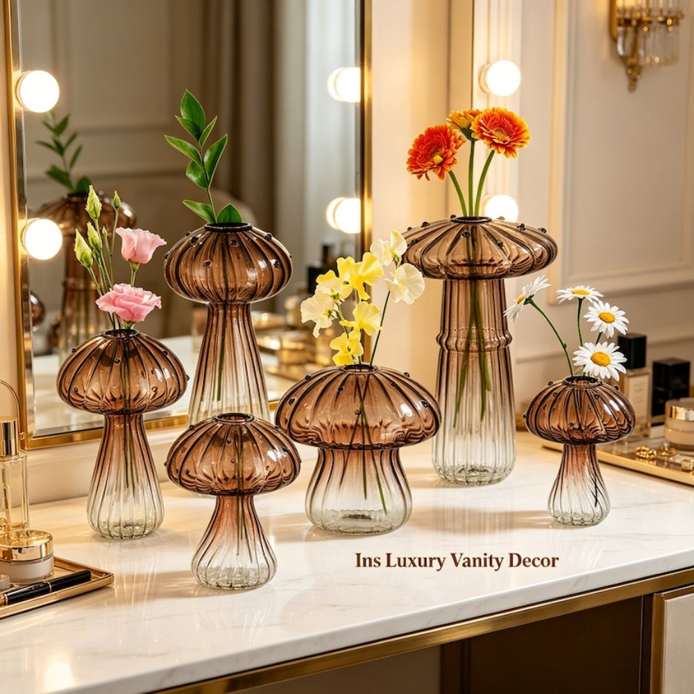 Mushroom‑Design Fluted Glass P - Propagation Station Vase บทวิจารณ์และราคา