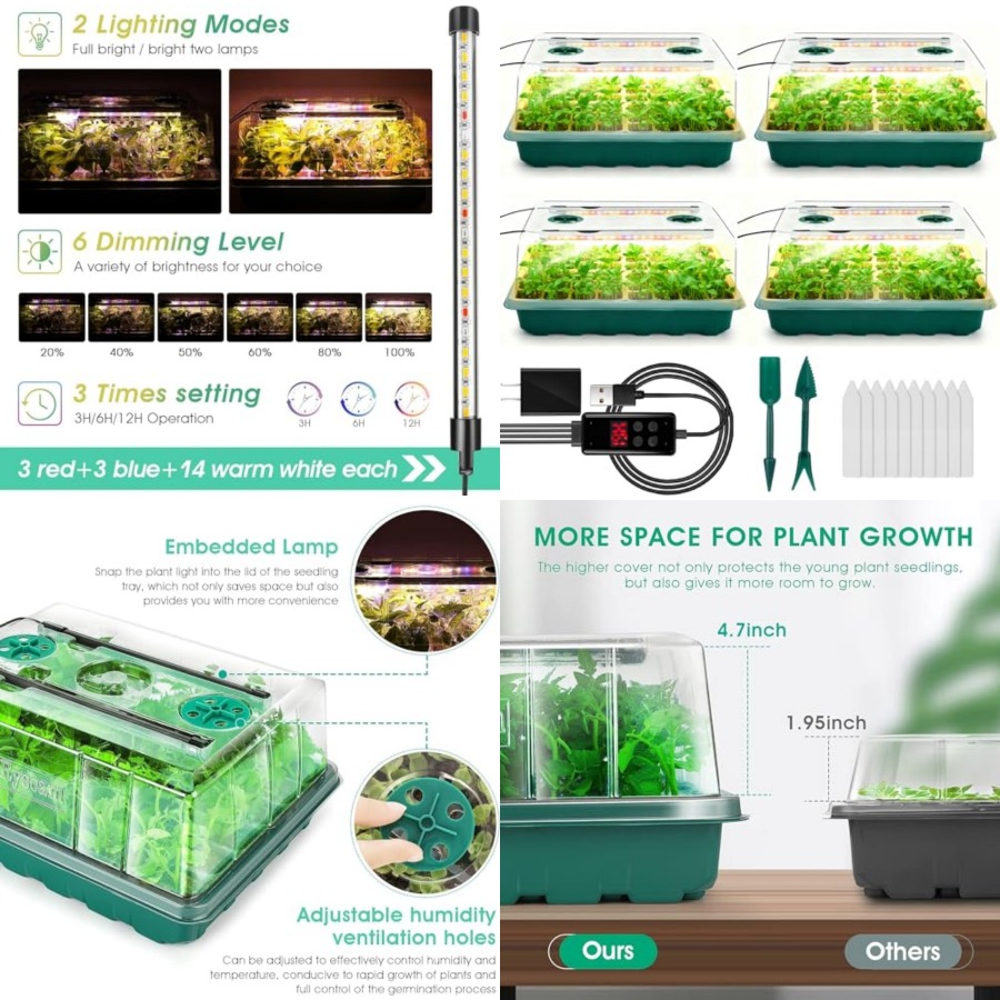 Seed Starter Tray with Grow Li - Humidity Dome Kit บทวิจารณ์และราคา