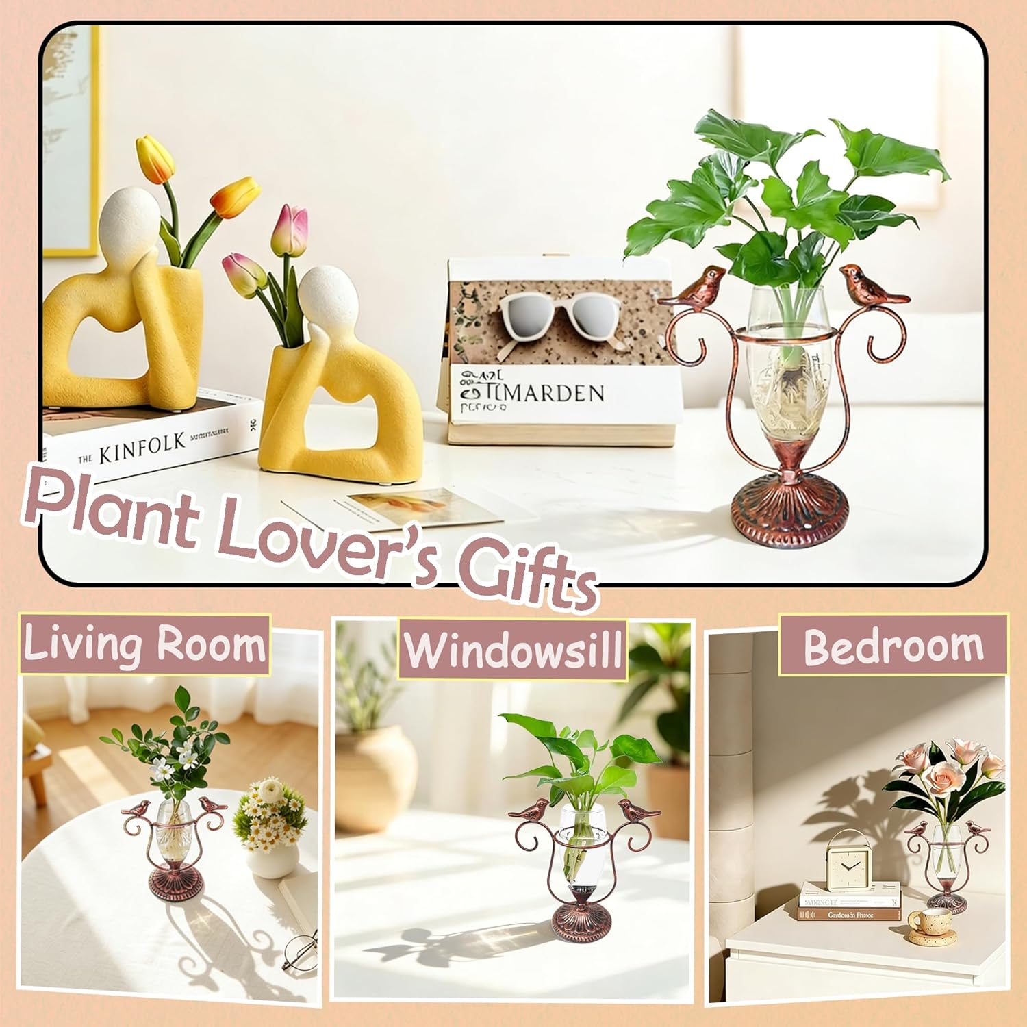 2 Vintage Copper Bird Plant Pr - Propagation Station Vase บทวิจารณ์และราคา