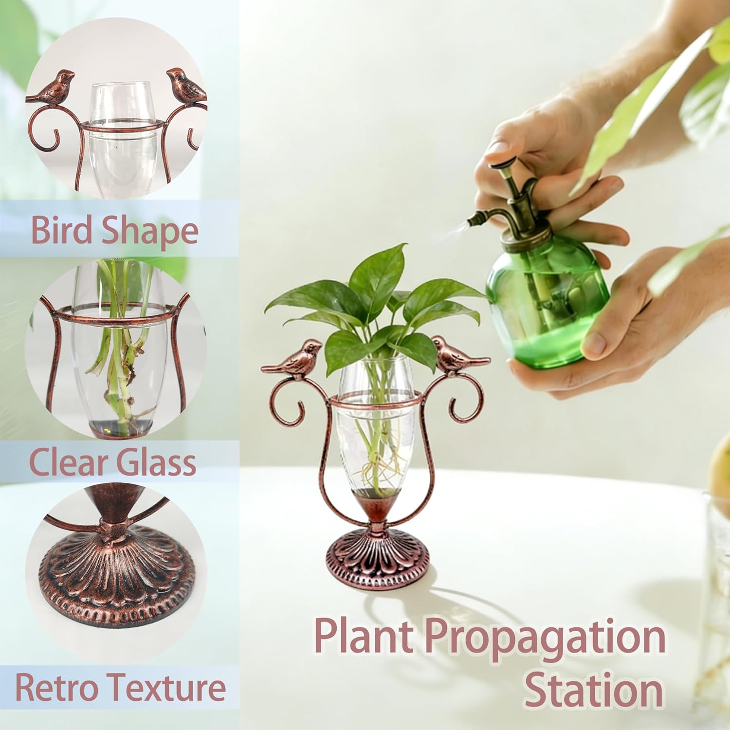 2 Vintage Copper Bird Plant Pr - Propagation Station Vase บทวิจารณ์และราคา