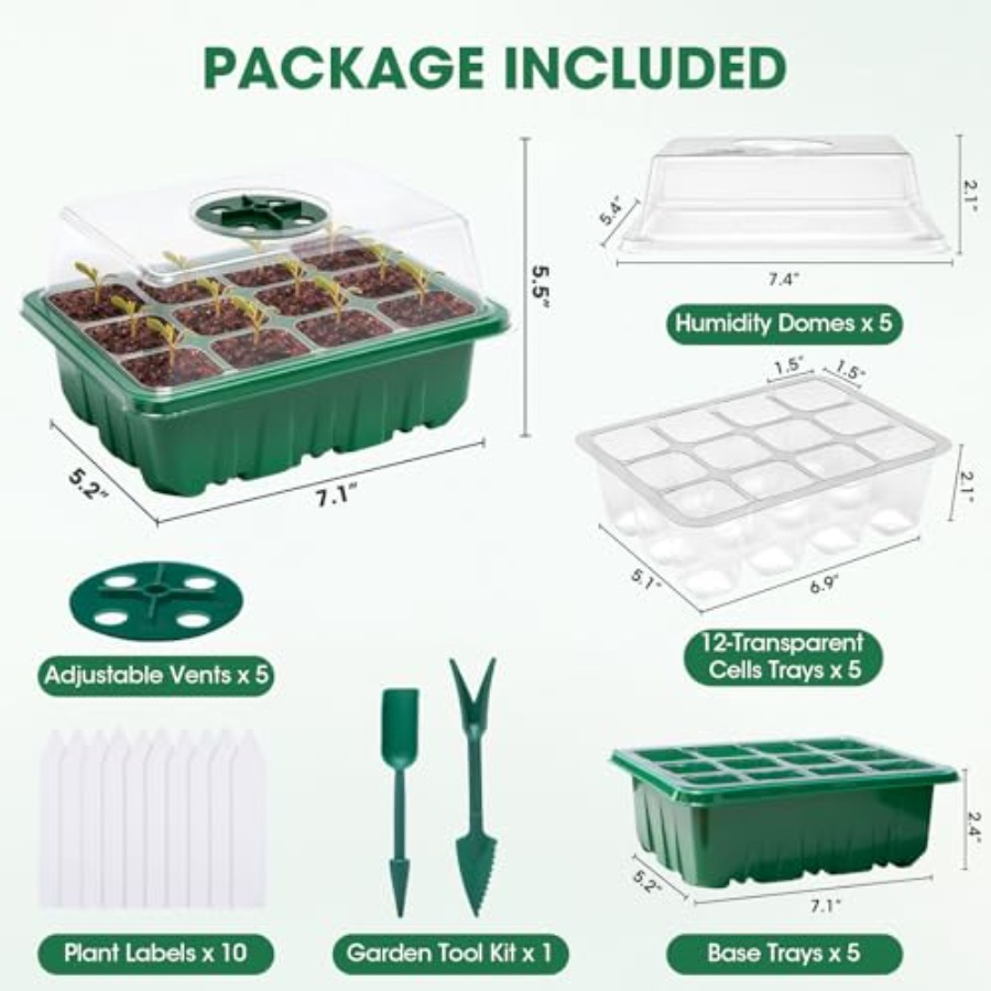 5 Packs Seed Starter Tray with - Humidity Dome Kit บทวิจารณ์และราคา